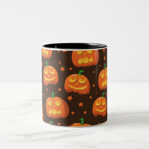 Tasse 2 Couleurs Motif de tête de citrouille d'Halloween.