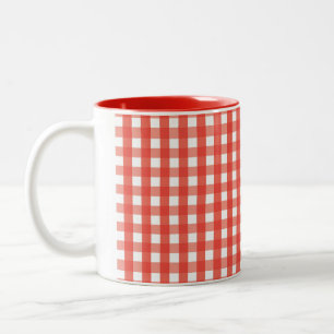 Tasse 2 Couleurs Motif de vérification En vichy rouge