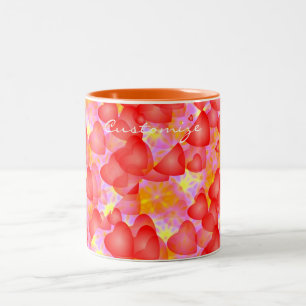 Tasse 2 Couleurs motif des coeurs rouges flottants