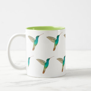 Tasse 2 Couleurs motif des colibris turquoise