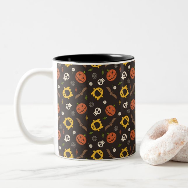 Tasse 2 Couleurs Motif d'Halloween (Avec donut)