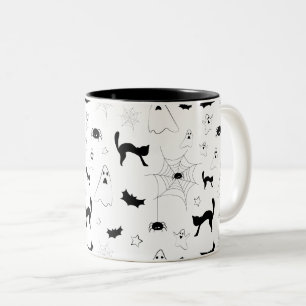 Tasse 2 Couleurs Motif d'Halloween noir et blanc