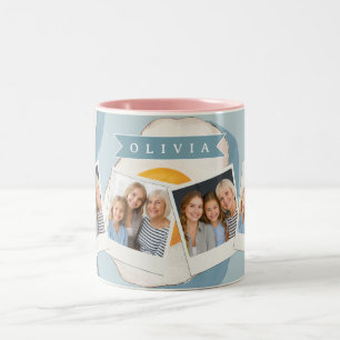Tasse 2 Couleurs Motif d'oeuf frit personnalisé amusant bleu drôle