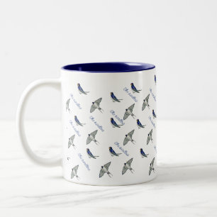 Tasse 2 Couleurs Motif d'oiseaux hirondelles