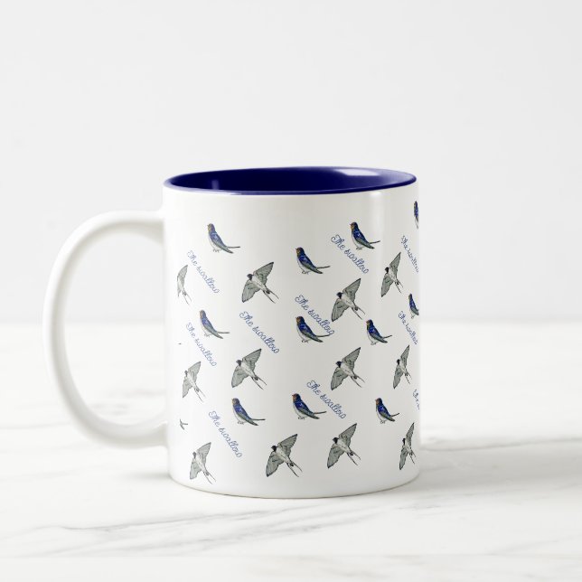Tasse 2 Couleurs Motif d'oiseaux hirondelles (Gauche)