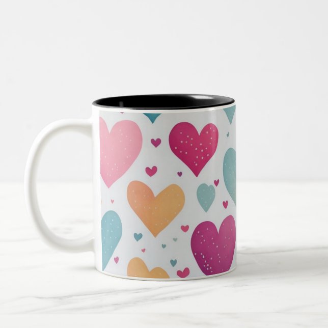 Tasse 2 Couleurs Motif du coeur, aquarelle (Gauche)