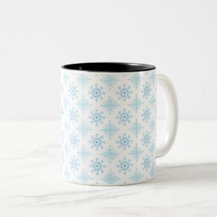 Tasse 2 Couleurs Motif élégant de flocon de neige bleu d'hiver