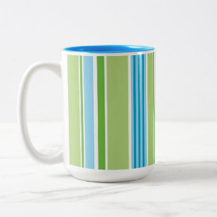 Tasse 2 Couleurs Motif en bande bleu vert