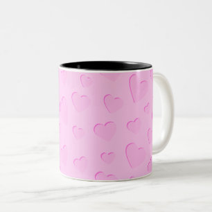 Tasse 2 Couleurs Motif en forme de coeur coupé rose