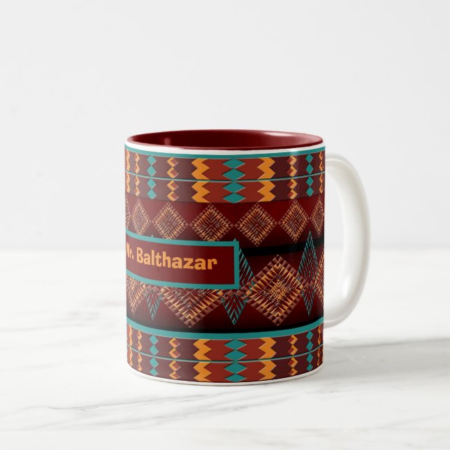 Tasse 2 Couleurs Motif ethnique géométrique du sud-ouest (Devant droit)
