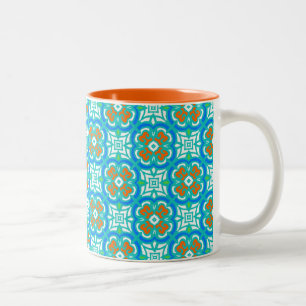 Tasse 2 Couleurs Motif ethnique Turquoise