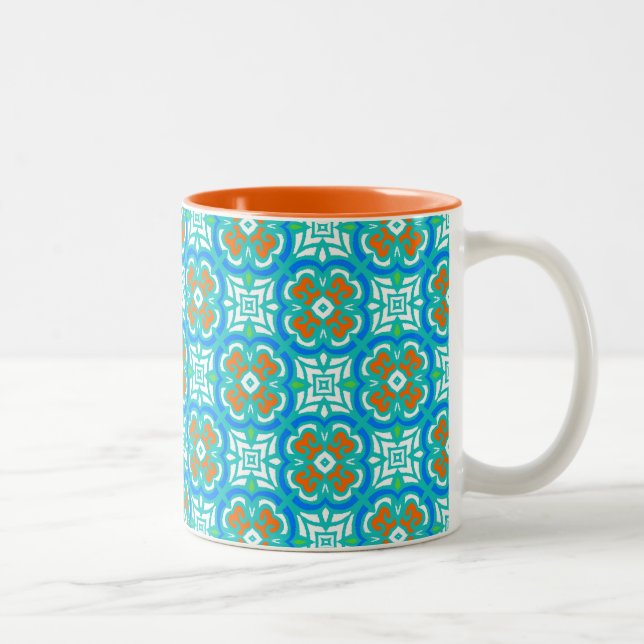 Tasse 2 Couleurs Motif ethnique Turquoise (Droit)