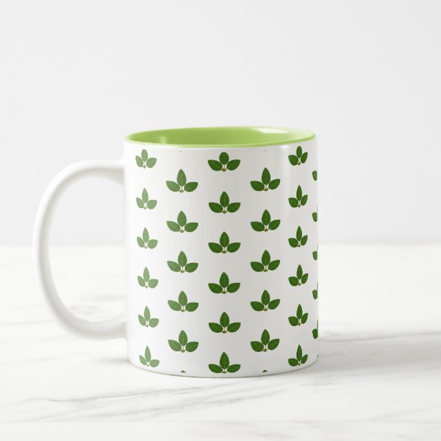 Tasse 2 Couleurs Motif feuille de laurier vert moderne  (Gauche)