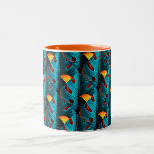 Tasse 2 Couleurs Motif feuille de palme verte