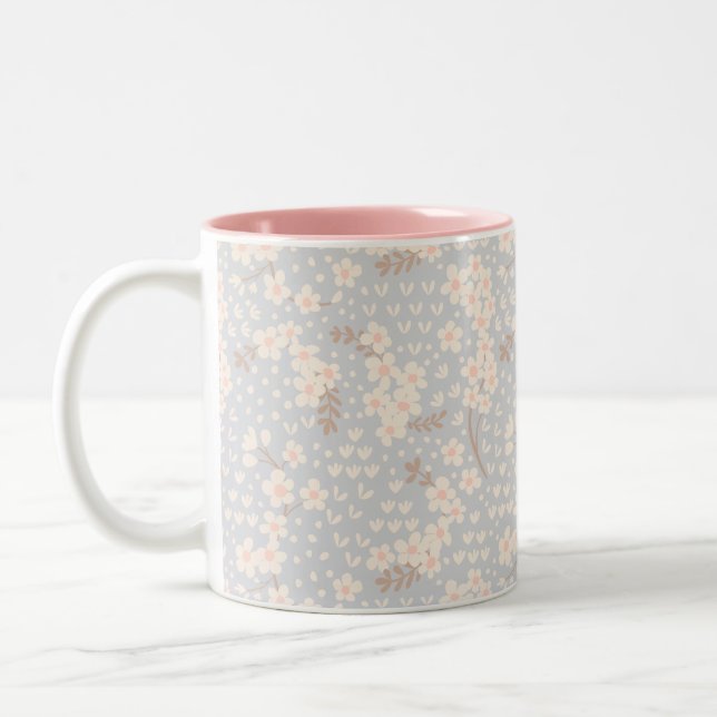 Tasse 2 Couleurs Motif fleur de myosotis (Gauche)