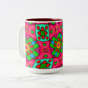 Tasse 2 Couleurs Motif Fleurs Abstraites uniques