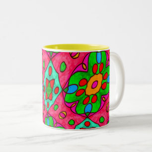 Tasse 2 Couleurs Motif Fleurs Abstraites uniques
