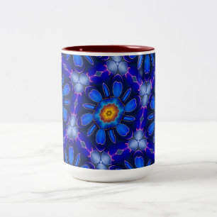 Tasse 2 Couleurs Motif Fleurs bleues Abstraites