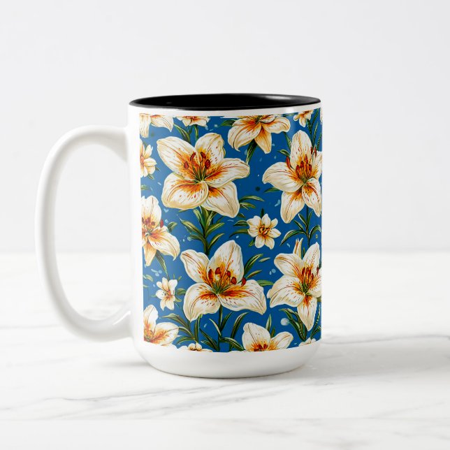 Tasse 2 Couleurs Motif fleurs de lys (Gauche)