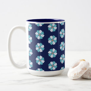 Tasse 2 Couleurs Motif floral bleu vibrant