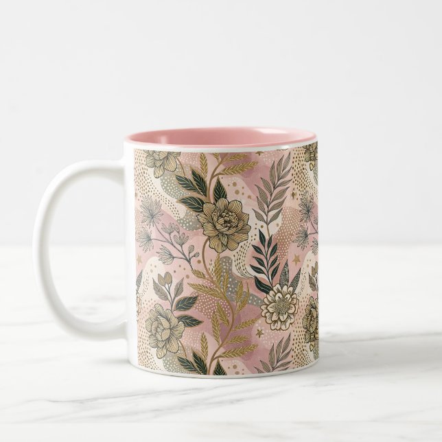 Tasse 2 Couleurs Motif floral boho élégant (Gauche)