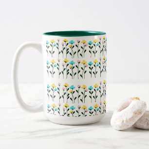 Tasse 2 Couleurs Motif floral chic monogramme