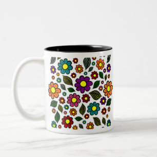 Tasse 2 Couleurs Motif floral coloré de la nature