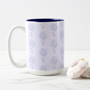 Tasse 2 Couleurs Motif floral contouré bleu clair