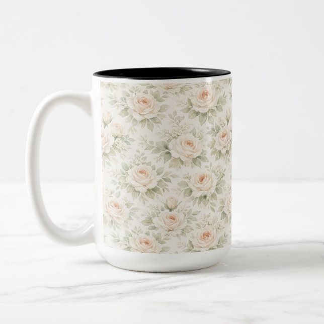 Tasse 2 Couleurs Motif floral de mariage (Gauche)