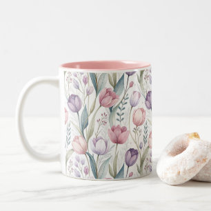 Tasse 2 Couleurs Motif floral de tulipe scandinave