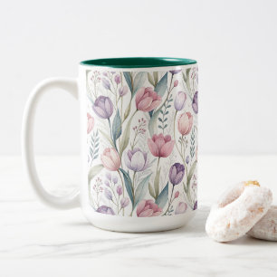 Tasse 2 Couleurs Motif floral de tulipe scandinave
