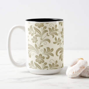 Tasse 2 Couleurs Motif floral doré élégant vintage