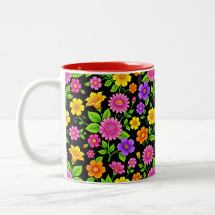 Tasse 2 Couleurs Motif floral exotique coloré-35681