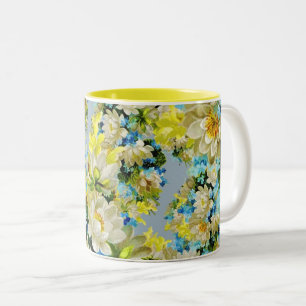 Tasse 2 Couleurs Motif floral jaune vintage