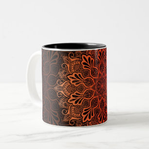 Tasse 2 Couleurs Motif floral ornemental noir