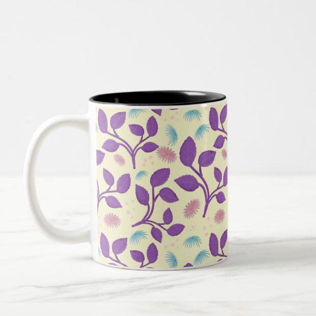 Tasse 2 Couleurs Motif floral violet foncé | Esthétique sans coutur (Gauche)