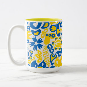 Tasse 2 Couleurs Motif folklorique aux couleurs du drapeau ukrainie