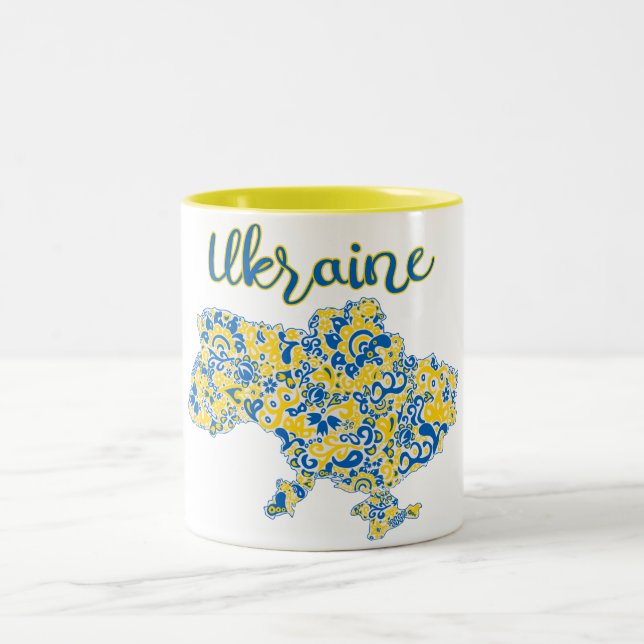 Tasse 2 Couleurs Motif folklorique et typographie ukrainienne (Centre)