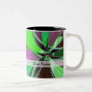 Tasse 2 Couleurs Motif fractal vert et violet