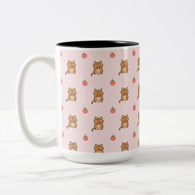 Tasse 2 Couleurs motif fraise et chipmunk (Gauche)