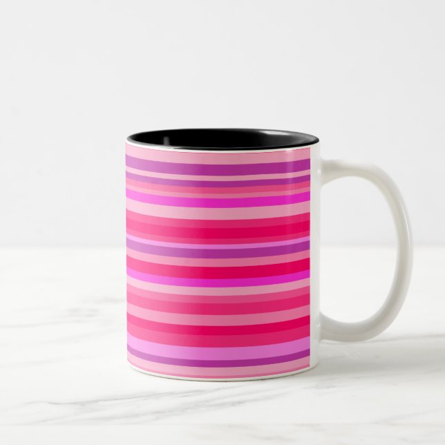 Tasse 2 Couleurs Motif Fun, Girls Rose et Purple Stripes (Droit)