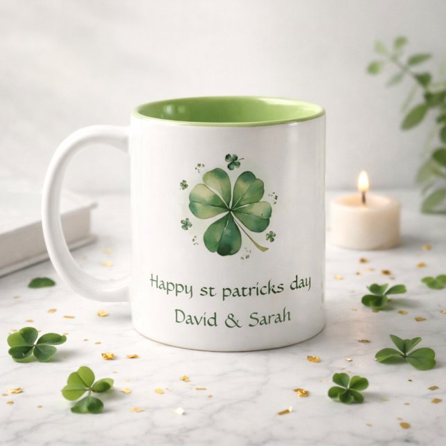 Tasse 2 Couleurs Motif géant de la Saint-Patrick aquarelle (Créateur téléchargé)