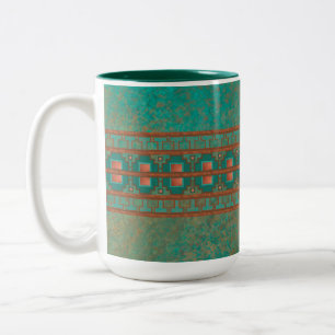 Tasse 2 Couleurs Motif géométrique de couleurs cuivre sarcelle Sud-