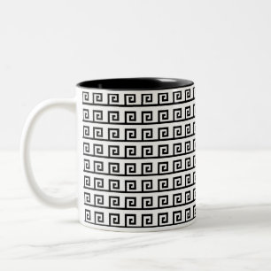 Tasse 2 Couleurs Motif géométrique grec noir et blanc