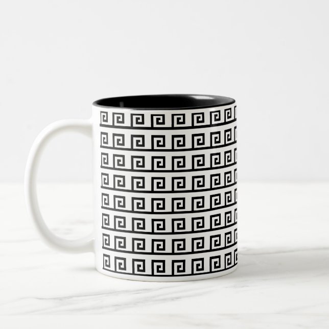 Tasse 2 Couleurs Motif géométrique grec noir et blanc (Gauche)