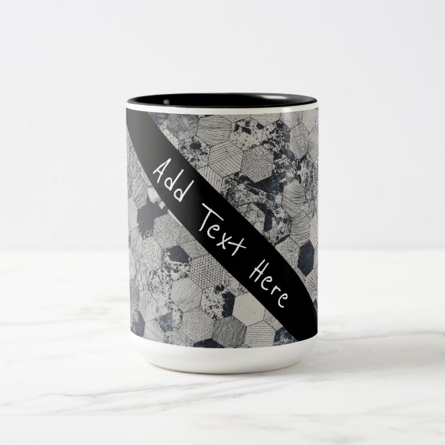 Tasse 2 Couleurs Motif géométrique gris, blanc et noir (Centre)