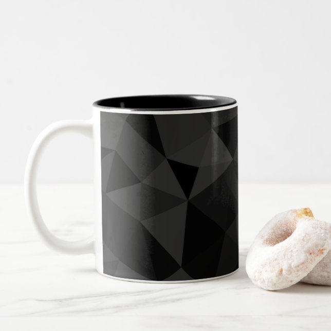 Tasse 2 Couleurs Motif géométrique gris foncé et noir (Avec donut)