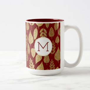 Tasse 2 Couleurs Motif Gold et Red Leaf