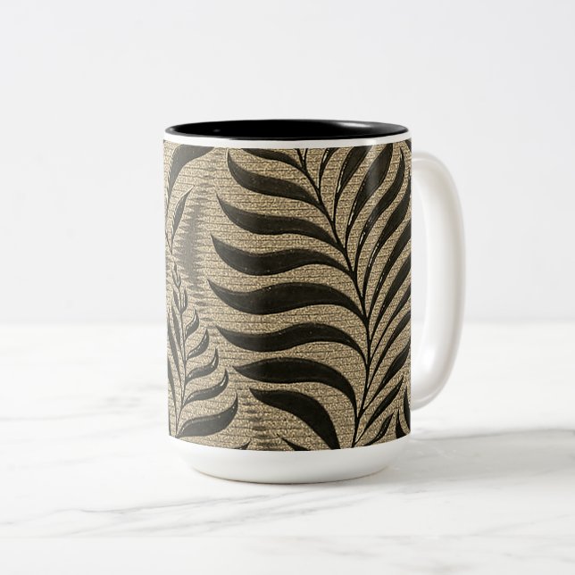 Tasse 2 Couleurs Motif Gold Leaf (Devant droit)
