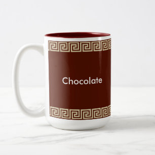 Tasse 2 Couleurs Motif grec beige sur rouge Brown